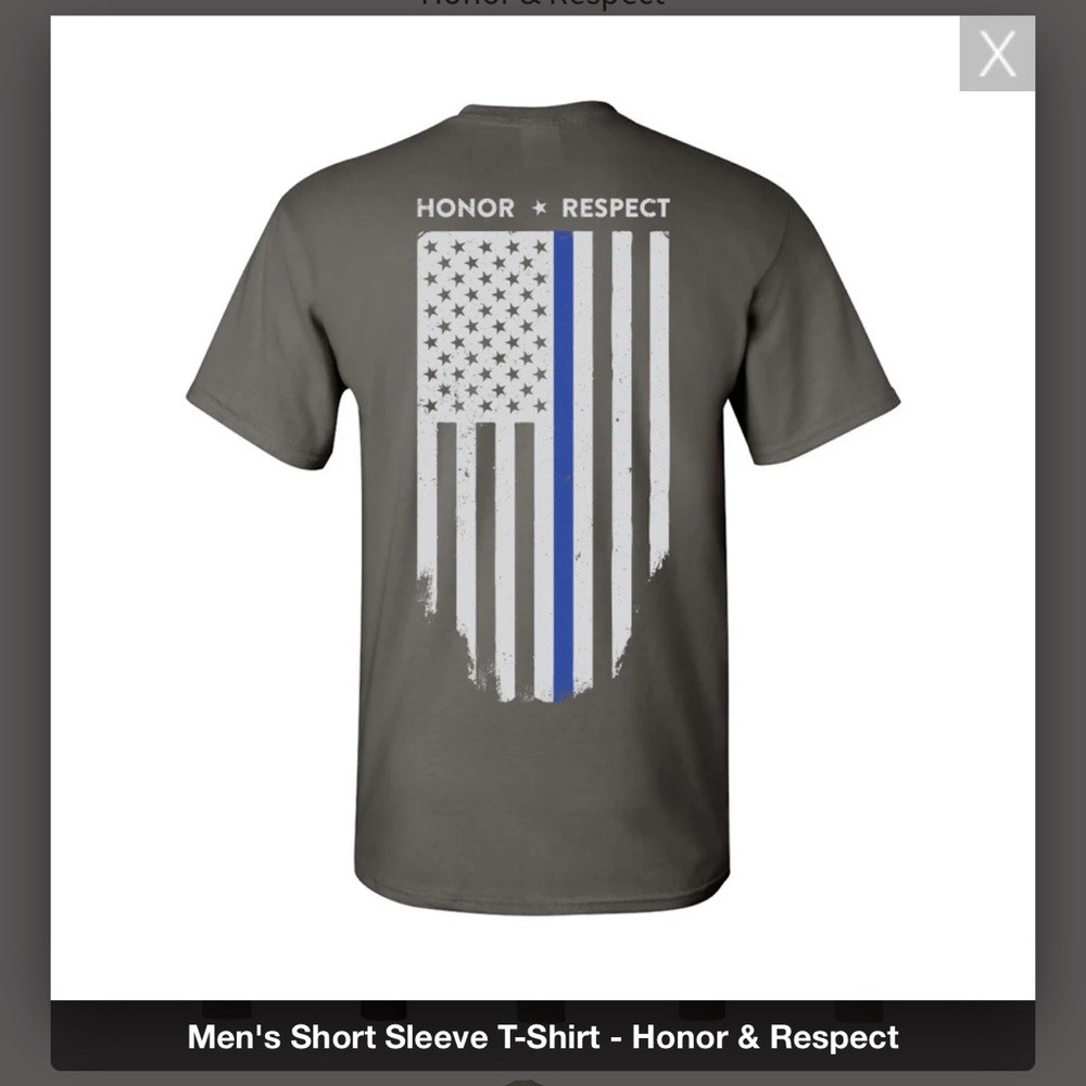 Thin Blue Line Police Cotton Tee MEN'S SHORT SLEEVE T-SHIRT - HONOR & RESPECT